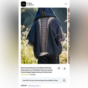 Ajjaya brand - Men's Hooded Kimono Vest